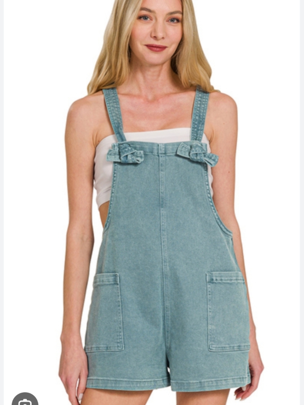 Zenana Aqua Denim Short Overalls - Women Jeans